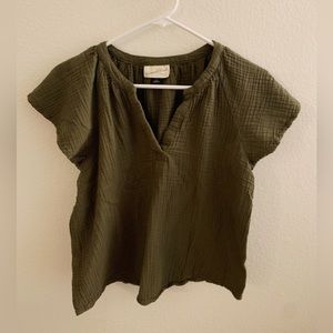 Olive Green Gauze Blouse